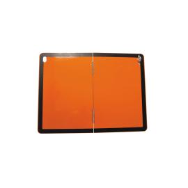 ORANGEFARBENES GALVANO RECHTECK VERTIKAL FALTBAR